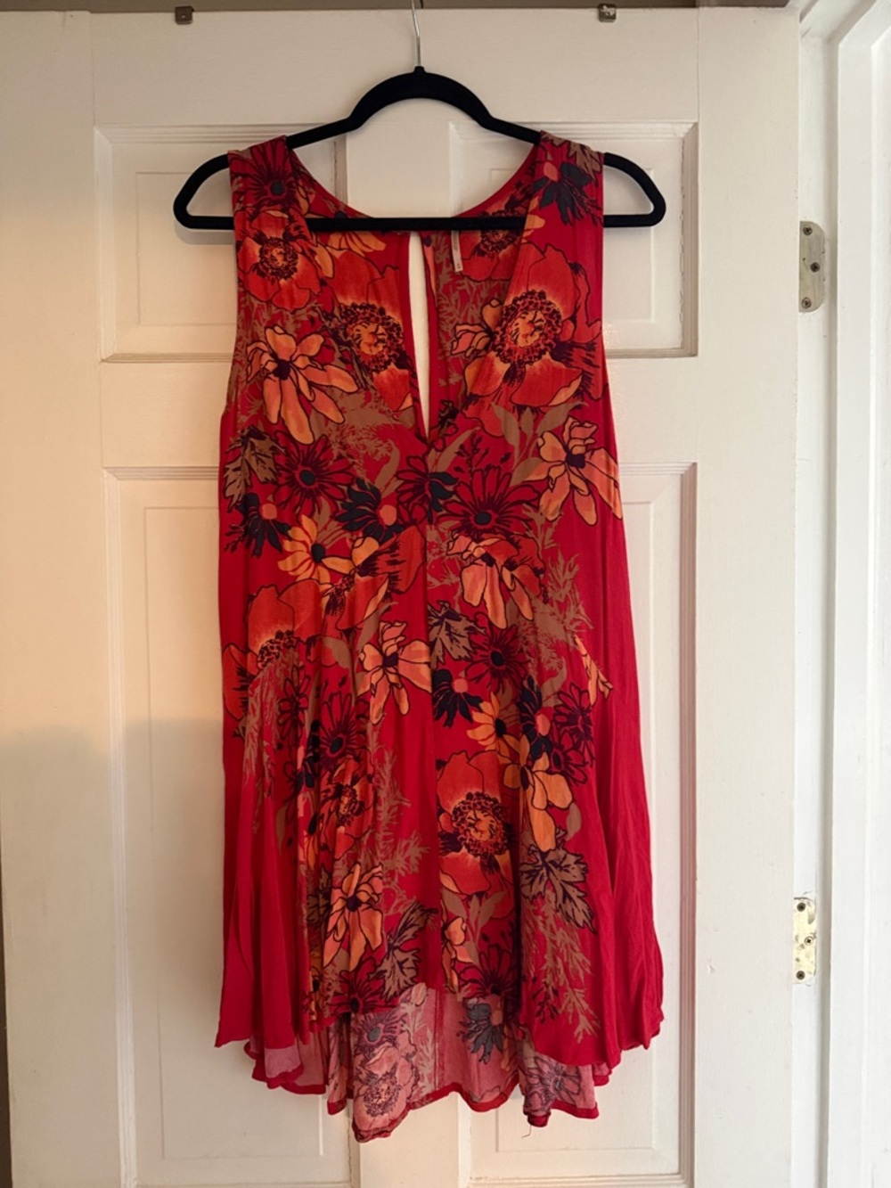 Free People Red Floral Sleeveless Tunic